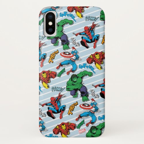 Retro Avenger Bold Stripe Pattern iPhone X Case