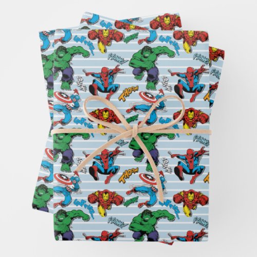 Retro Avenger Bold Stripe Pattern Wrapping Paper Sheets