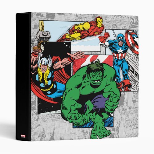 Retro Avengers Emerge From Comic Panels 3 Ring Binder