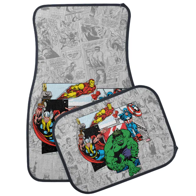 Retro Avengers Emerge From Comic Panels Car Floor Mat | Zazzle