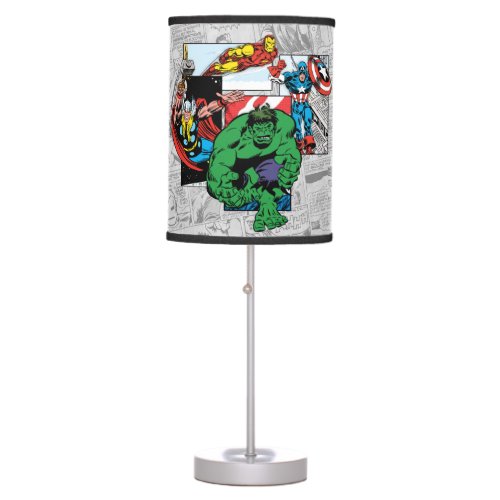 Retro Avengers Emerge From Comic Panels Table Lamp