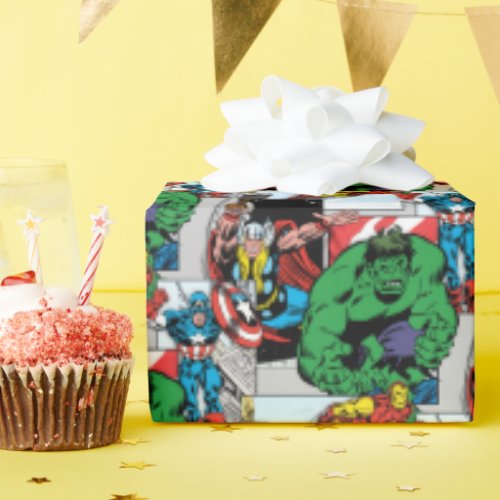 Retro Avengers Emerge From Comic Panels Wrapping Paper
