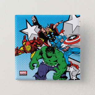 Retro Avengers With Stars Graphic Button