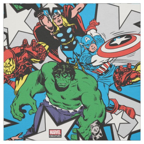 Retro Avengers With Stars Graphic Fabric