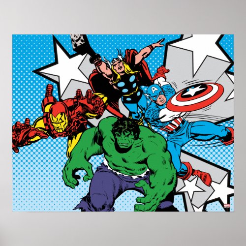 Retro Avengers With Stars Graphic Poster