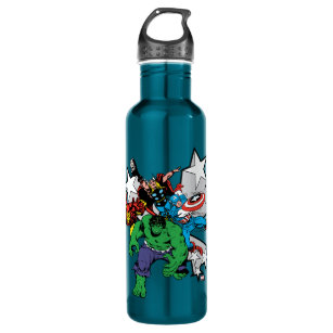 Retro Avengers With Stars Graphic Stainless Steel Water Bottle