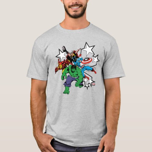 Retro Avengers With Stars Graphic T_Shirt