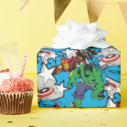 Retro Avengers With Stars Graphic Wrapping Paper
