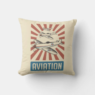 Retro Aviation Airforce fighter planes Throw Pillo Throw Pillow