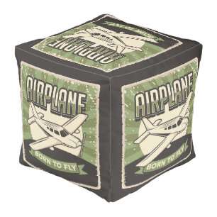 Retro Aviation Airplane Pouf