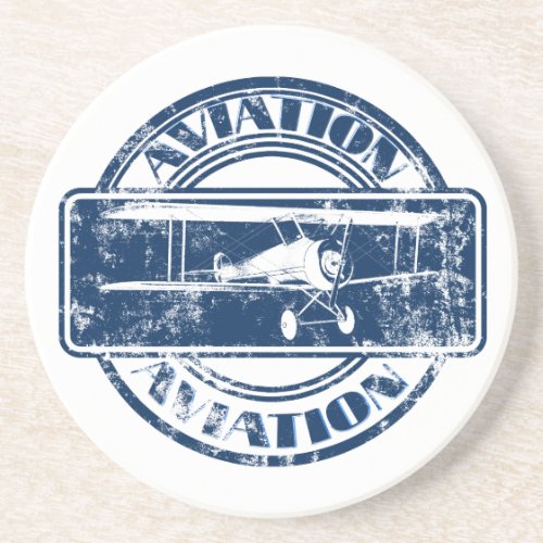 Retro Aviation Art Sandstone Coaster