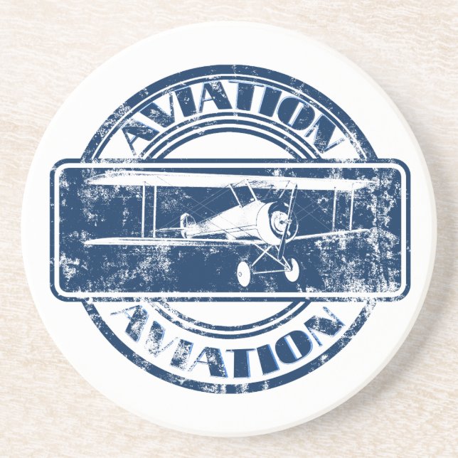 Retro Aviation Art Sandstone Coaster (Front)
