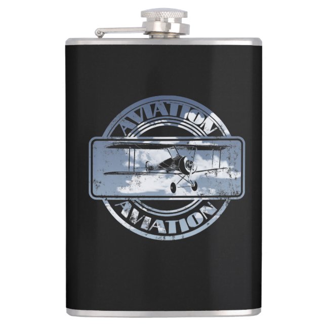 Retro Aviation Badge Flask (Front)