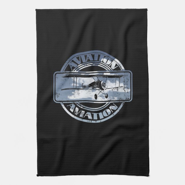 Retro Aviation Badge Kitchen Towel (Vertical)