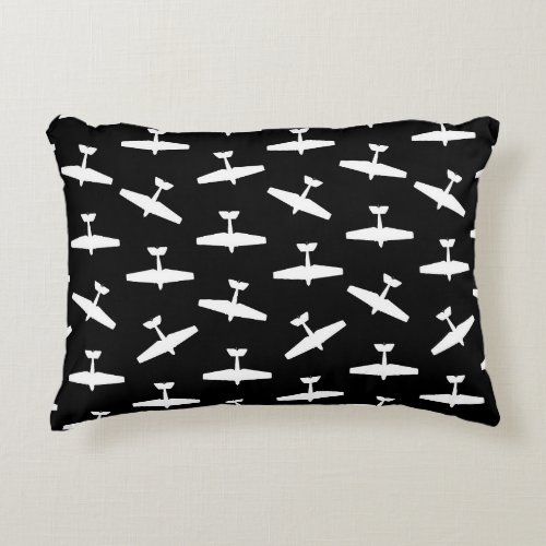 Retro Aviation Themed Airplanes Print Plane Design Accent Pillow
