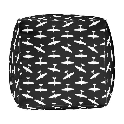 Retro Aviation Themed Airplanes Print Plane Design Pouf