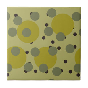 Retro Avocado Dream 1970s Atomic Circles Ceramic Tile