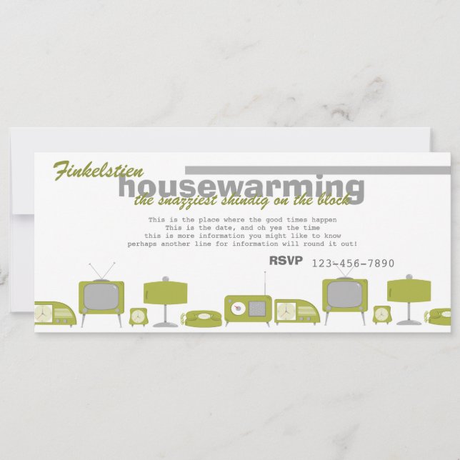 Retro Avocado Electronics Invitation (Front)