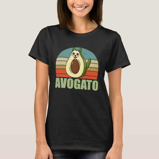 Retro Avogato Cat Avocado  Cinco De Mayo Cat Mom D T-Shirt (Front)