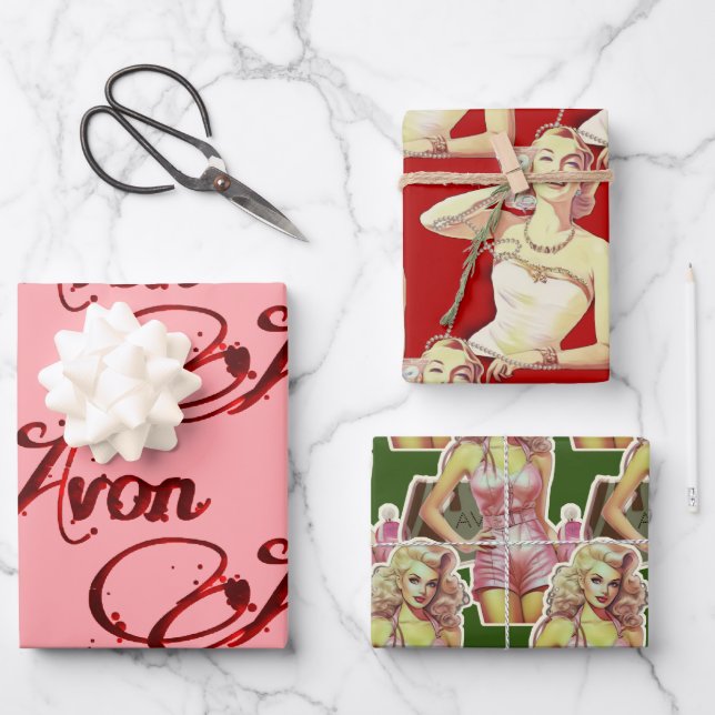 Retro Avon Christmas  Wrapping Paper Sheets (Front)