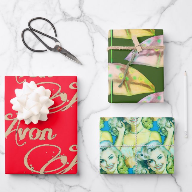 Retro Avon Christmas  Wrapping Paper Sheets (Front)