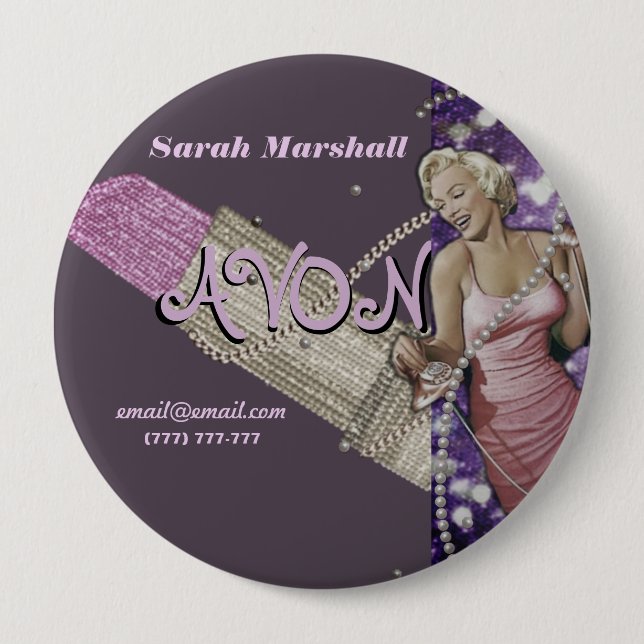 Retro Avon Representative  Business Card Button (Front)