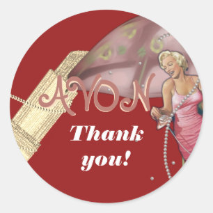 Retro Avon Thank You  Classic Round Sticker