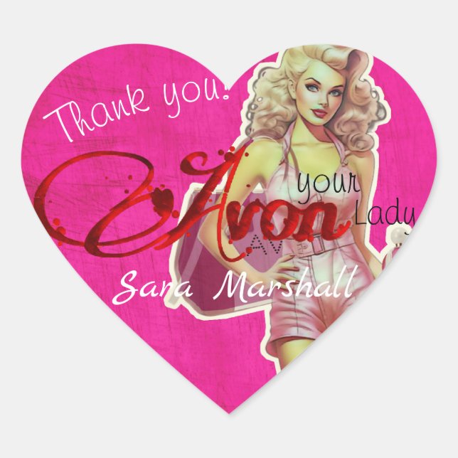 Retro Avon Thank You  Heart Sticker (Front)