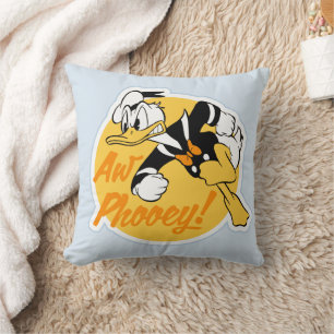 Retro "Aw Phooey" Donald Duck Badge Throw Pillow