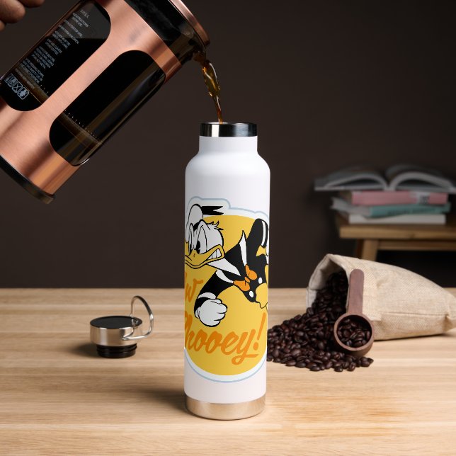 Retro "Aw Phooey" Donald Duck Badge Water Bottle (Coffee)