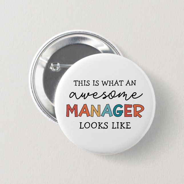 Retro Awesome Manager Funny Button (Front & Back)