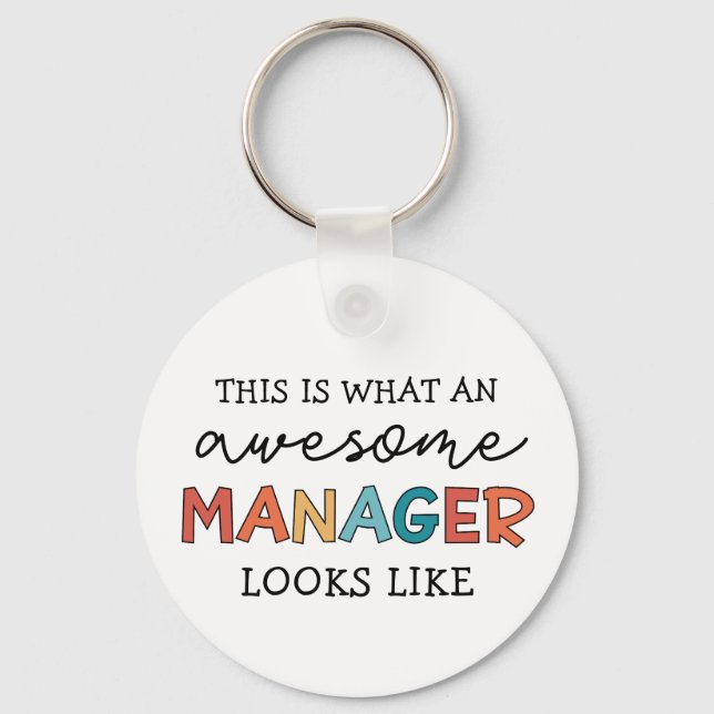 Retro Awesome Manager Funny Keychain (Front)