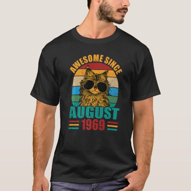Retro Awesome Since August 1969 53rd Birthday 53 Y T-Shirt (Front)