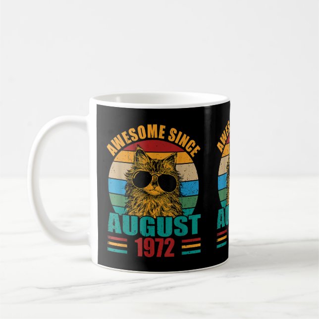 Retro Awesome Since August 1972 50th Birthday 50 Y Coffee Mug (Left)
