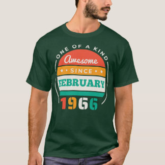 Retro Awesome Since February 1966 Birthday Vintage T-Shirt
