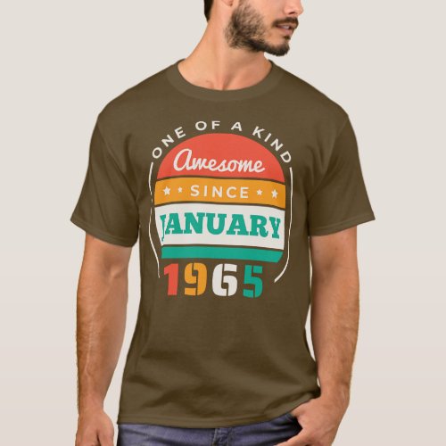 Retro Awesome Since January 1965 Birthday Vintage  T_Shirt