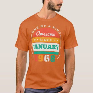 Retro Awesome Since January 1968 Birthday Vintage  T-Shirt
