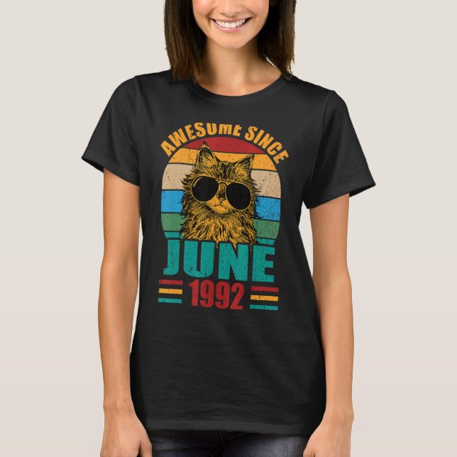 Retro Awesome Since June 1992 30th Birthday 30 Yea T-Shirt (Front)