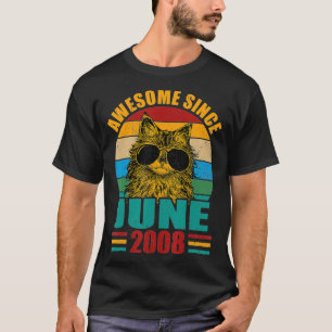 Retro Awesome Since June 2008 14th Birthday 14 Yea T-Shirt