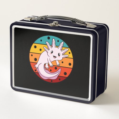 Retro Axolotl Kawaii Animal Axolotls Lover Pet Own Metal Lunch Box