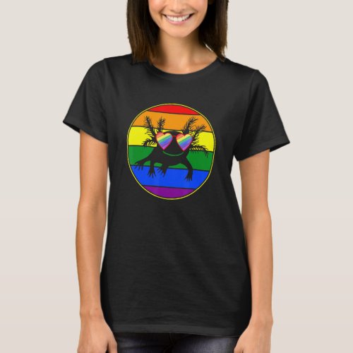 Retro Axolotl Lover Lgbtq Stuff Teen Rainbow Lesbi T_Shirt