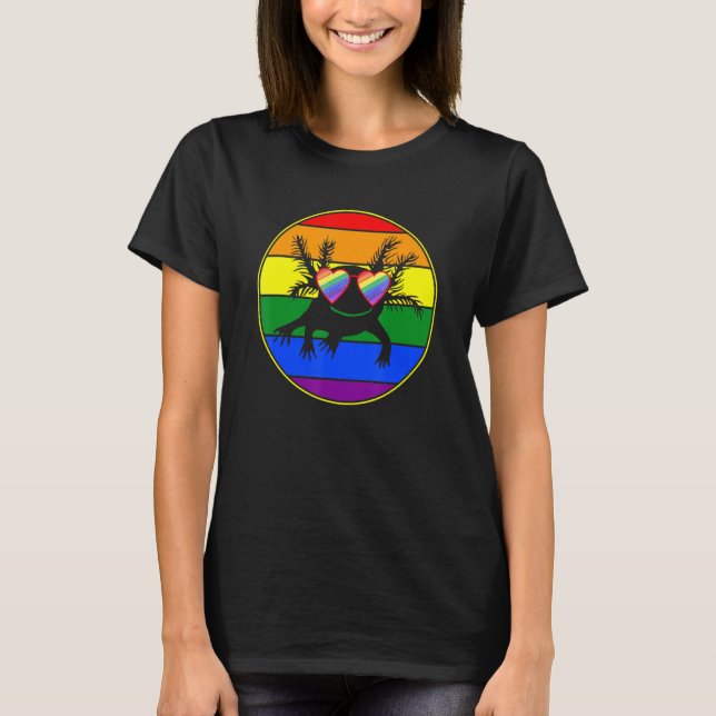 Retro Axolotl Lover Lgbtq Stuff Teen Rainbow Lesbi T-Shirt (Front)