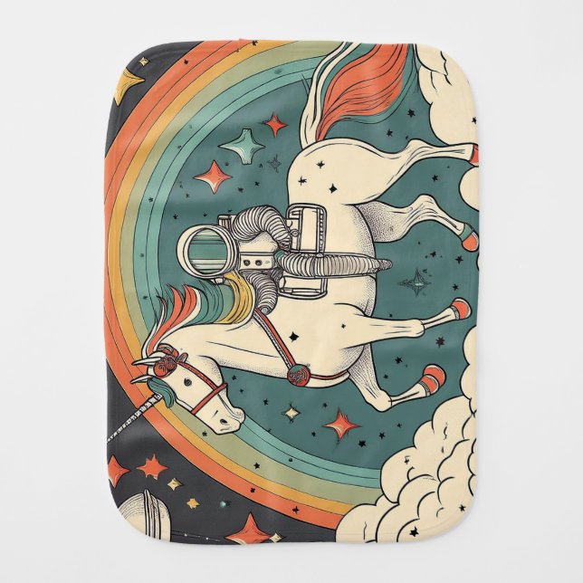 Retro Baby Astronaut Burp Cloth (Front)