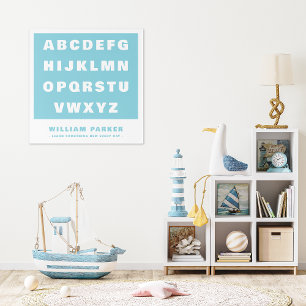 Retro Baby Blue Alphabet Custom Name Nursery Acrylic Print