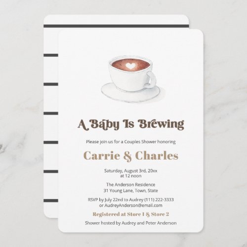 Retro Baby Is Brewing Coffee Couples Baby Shower Invitation