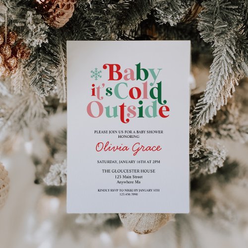 Retro Baby Its Cold Outside Baby Shower Invitation