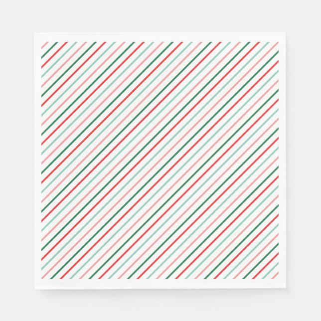 Retro Baby It's Cold Outside Christmas Stripes Napkins (Front)
