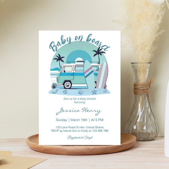 Retro Baby on Board Summer Baby Shower Invitation (Creator Uploaded)