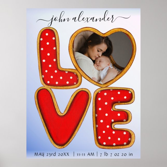 Retro Baby Photo Birth Announcement Keepsake  Post Poster (Front)