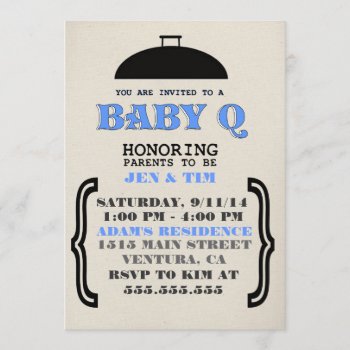 Retro Baby Q Baby Shower Invitation by CleanGreenDesigns at Zazzle